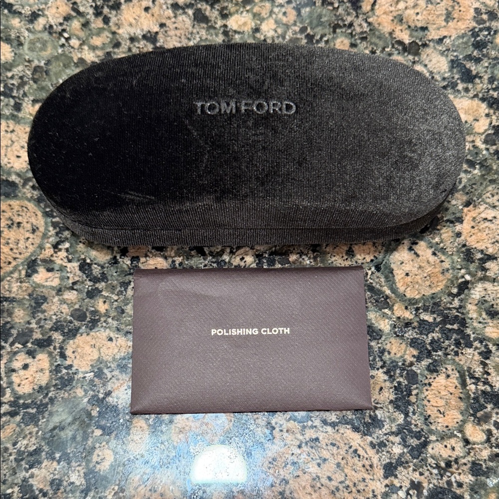 Tom Ford Black Velvet Glasses Case with Brown Polishing Pouch